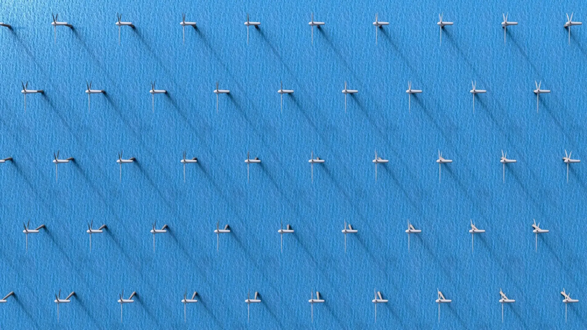 Windräder im Meer von oben fotografiert